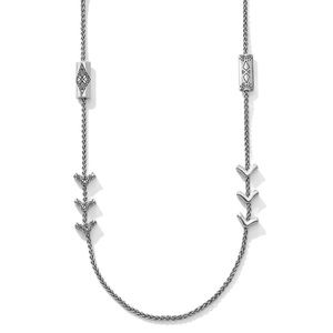 Brighton Marrakesh Long Silver Necklace w/ Arrow Detail